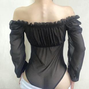 solid navel off womens shoulder neck sexy slash shirt long