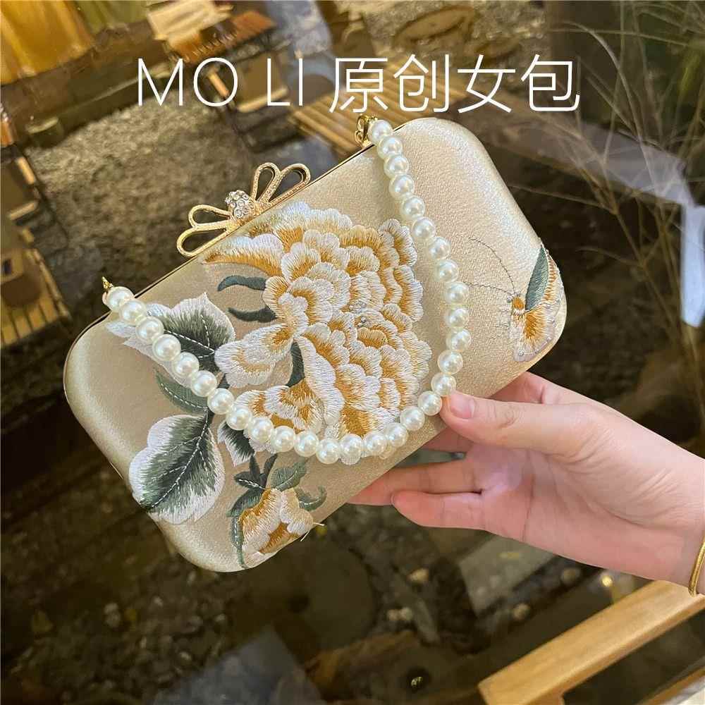 2023新款复古旗袍包包名媛手包丝绸绣花手拿包女宴会手提包