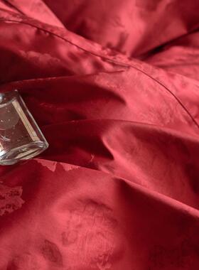 10HRX0长绒S棉床贡缎提花全棉婚庆四套大红结婚纯棉被套单床上用