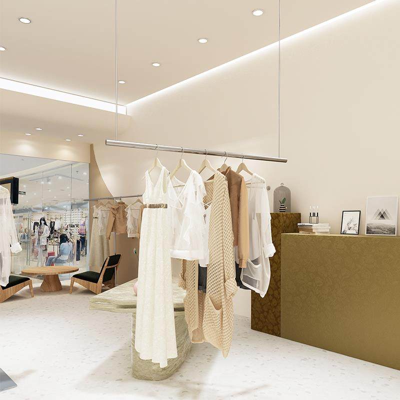 服装店展示架吊顶架悬挂女装店衣架钢丝绳吊杆橱窗装饰不锈钢吊架