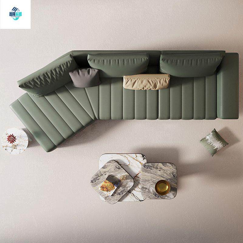 创意皮艺沙发意式极简轻奢真皮转角异形小户型客厅钢琴键现代沙发