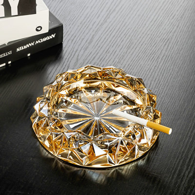 创意轻奢水晶玻璃烟灰缸家用办公室高端大气上档次烟缸高级感摆件