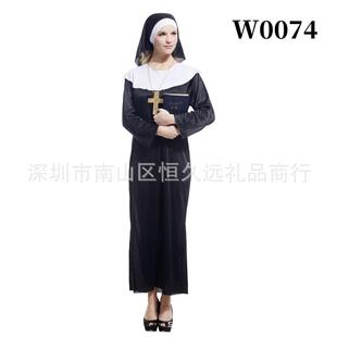 万圣节成人修女服Cos化妆舞会女牧师圣母玛利亚演出服W-0313
