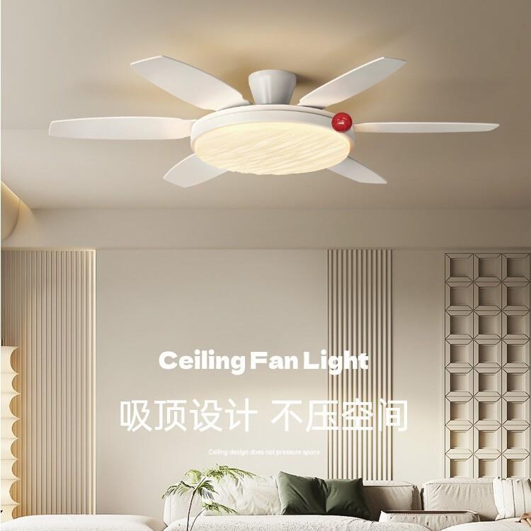 全光谱护眼大风力客厅直叶风扇吊扇灯静音一体六档智能语音电扇灯