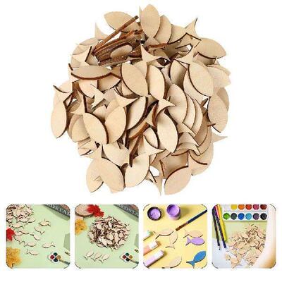 50 Pcs Basswood Board Solid Fish on Wooden Animals Leaf