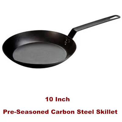 Pre-Seasoned Carbon Steel Frying Pan Skillet Stove Grill