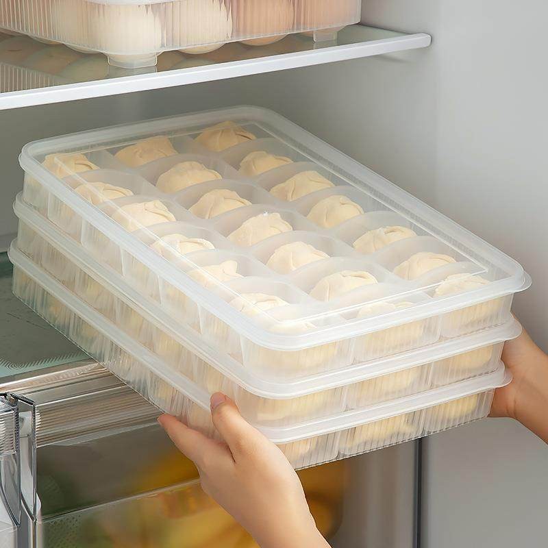 日本冰箱保鲜盒分格分装收纳盒带盖塑料食品级饺子盒冷冻盒大容量