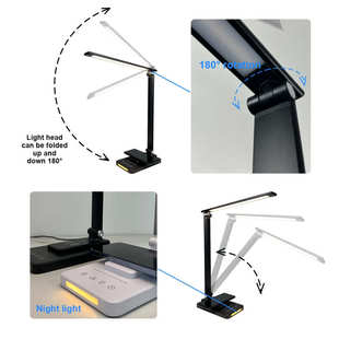多功能折叠无线充带三色小夜灯护眼台灯可调光阅读便携便携灯