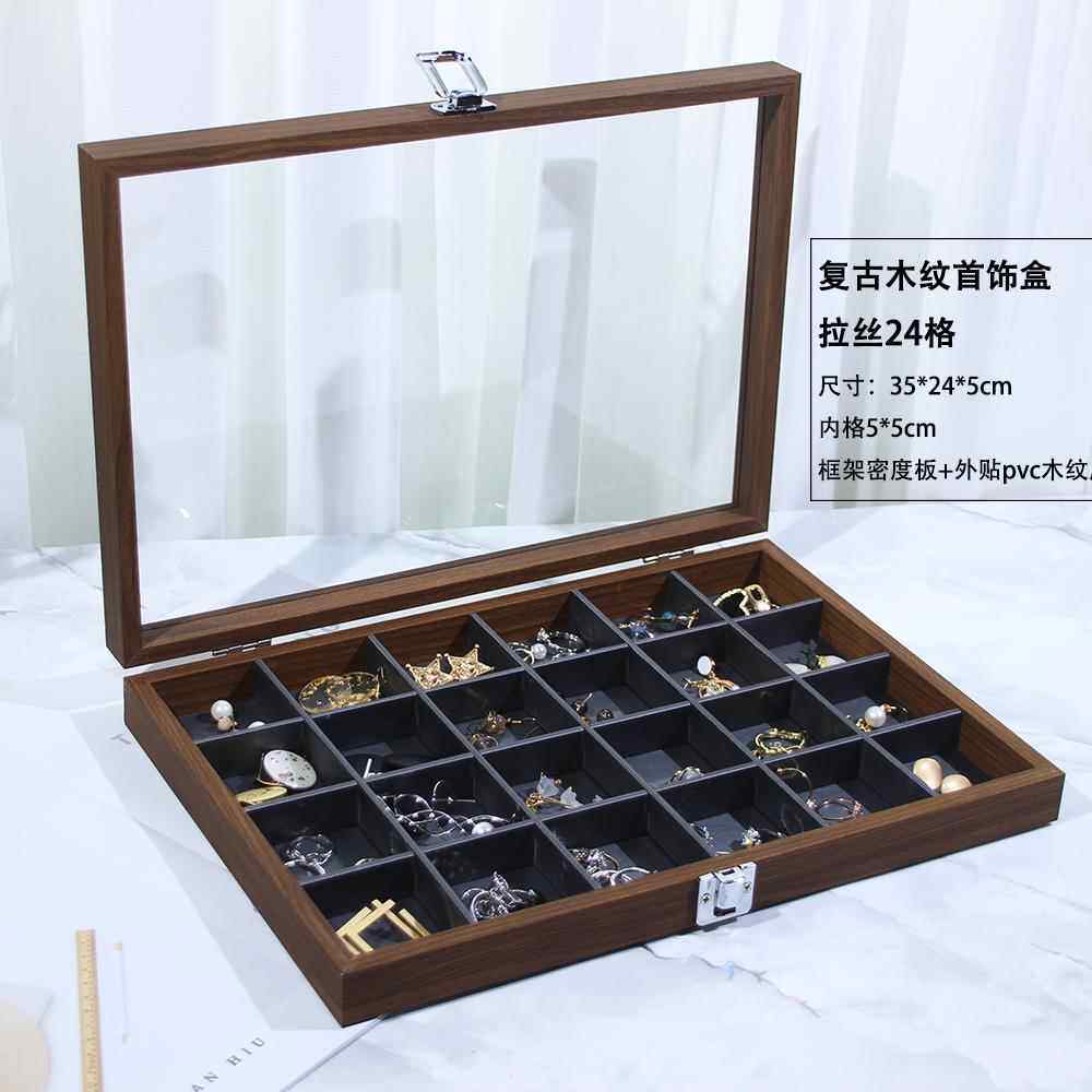 高档戒高木纹品收纳盒项链指首饰盒子耳钉级耳环防饰尘收纳展示架