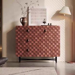 诧寂风中古艺术样板间覆古雕刻斗柜餐柜客厅入户玄关柜装饰柜子