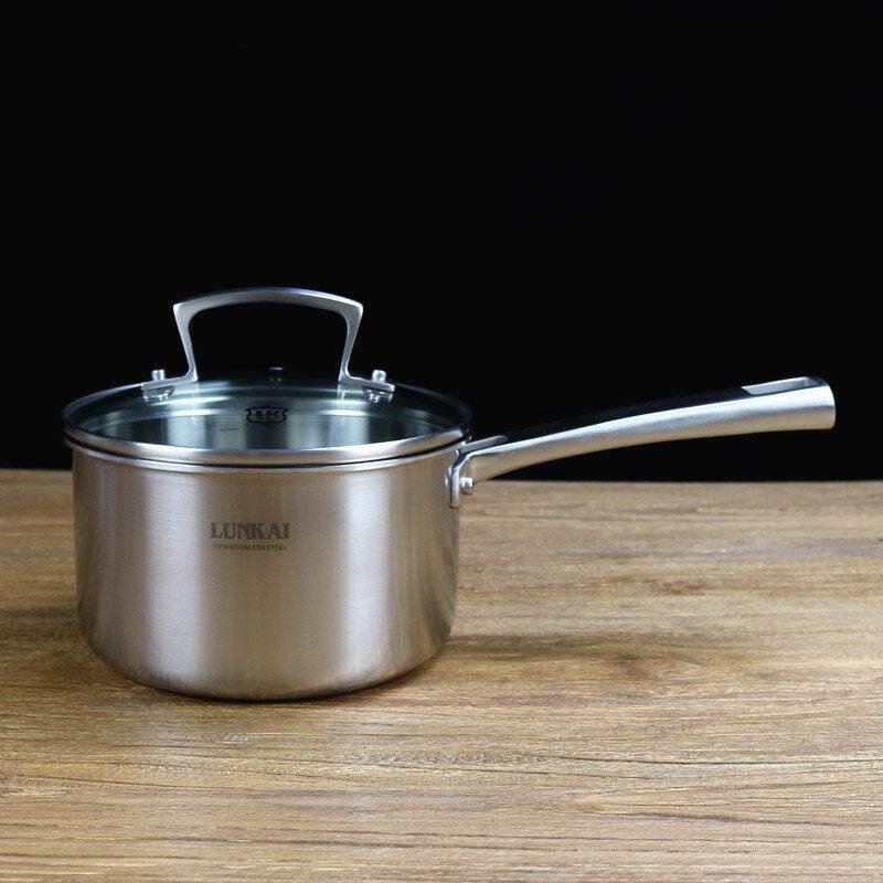 出口304不锈钢奶锅三成钢一体成型16cm 单柄汤锅煮面 面锅副食品