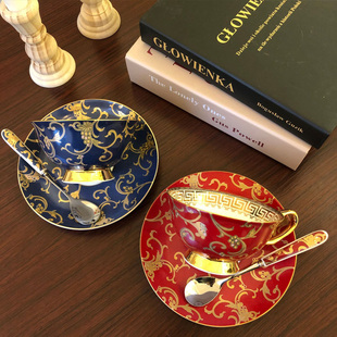 咖啡杯碟红茶杯英式 宫廷风下午茶杯茶具花茶杯早餐杯 骨瓷套装 欧式