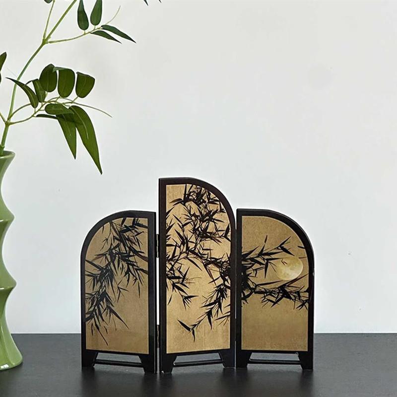中古风桌面摆件客厅创意小屏风装饰画山水玄关柜电视柜画美学艺术