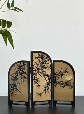 中古风桌面摆件客厅创意小屏风装饰画山水玄关柜电视柜画美学艺术