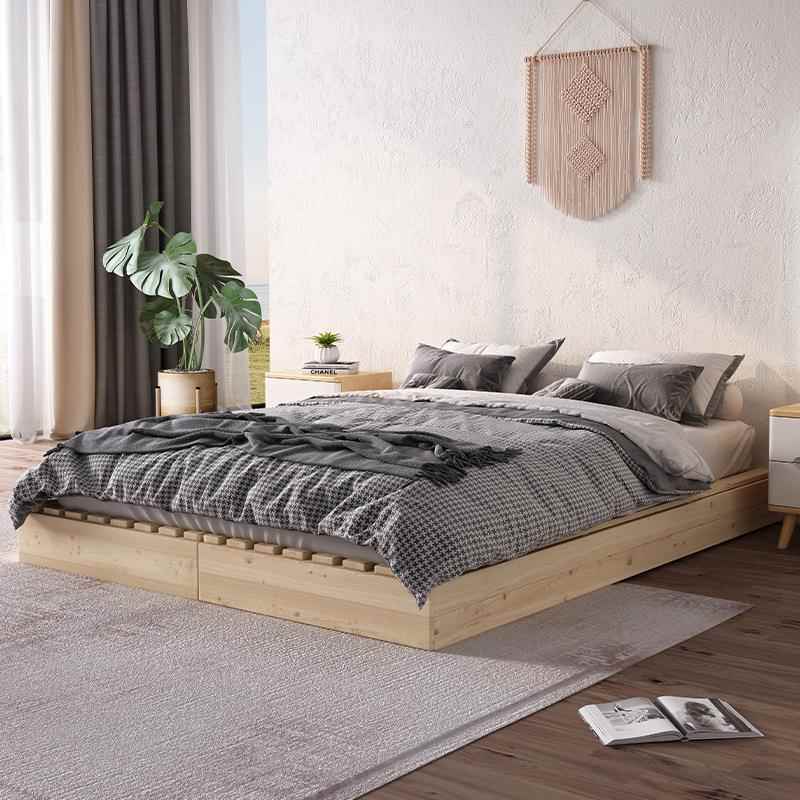 日榻榻米床矮床简约现代1式.5AXZ米实子木床双人无地床头架无靠背