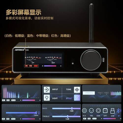 AIYIMA/爱音曼 A80 TPA3255带PFFB功率放大器300Wx2数字放大器