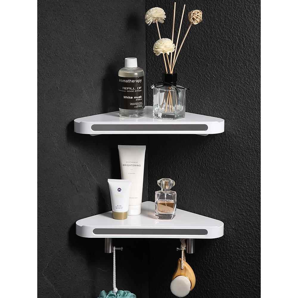 浴室卫生间置物架淋浴房厕所转角沐浴露墙上免打孔不锈钢三角架子