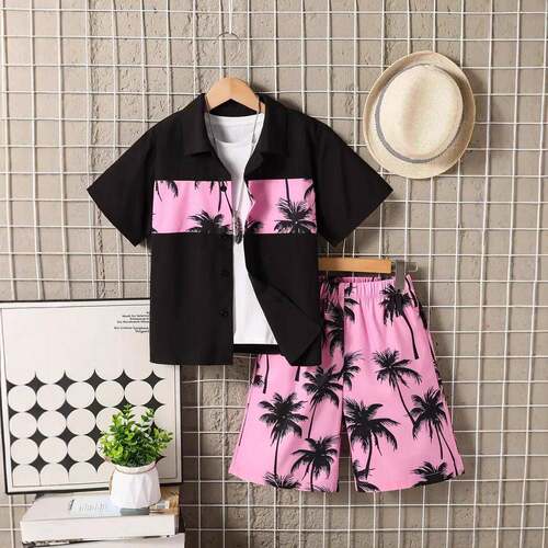 Boys' Outdoor Casual Summer Beach Ready Floral Pattern Short