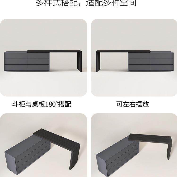 烤漆梳妆台斗柜一体意式极简卧室整装电视柜化妆桌床尾收纳柜书h^