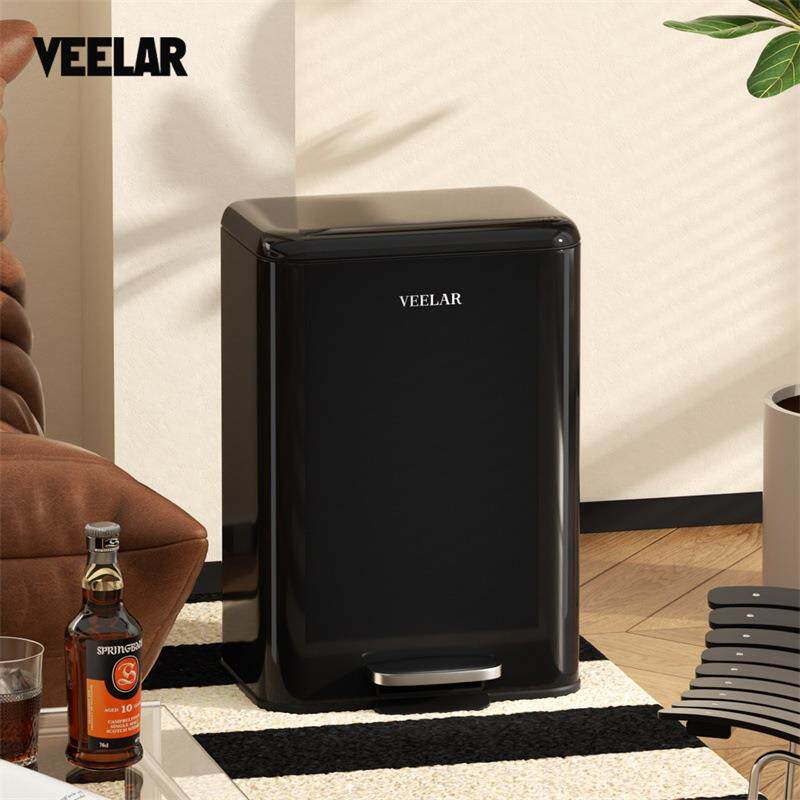 VEELAR客厅垃圾桶家用新款复古风脚踏式脚踩带盖大号大容量垃圾筒