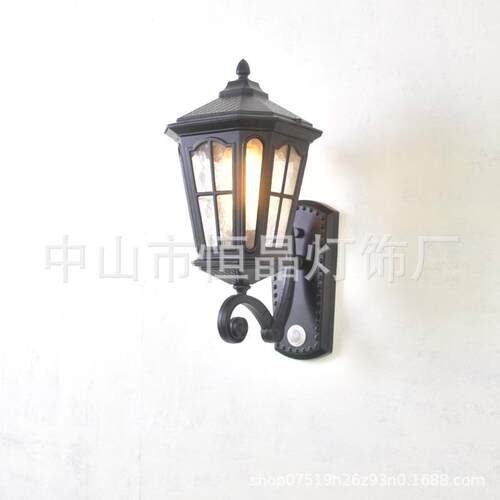 人体感应美式户外壁灯防水过道走廊灯欧式仿古室外庭院大门