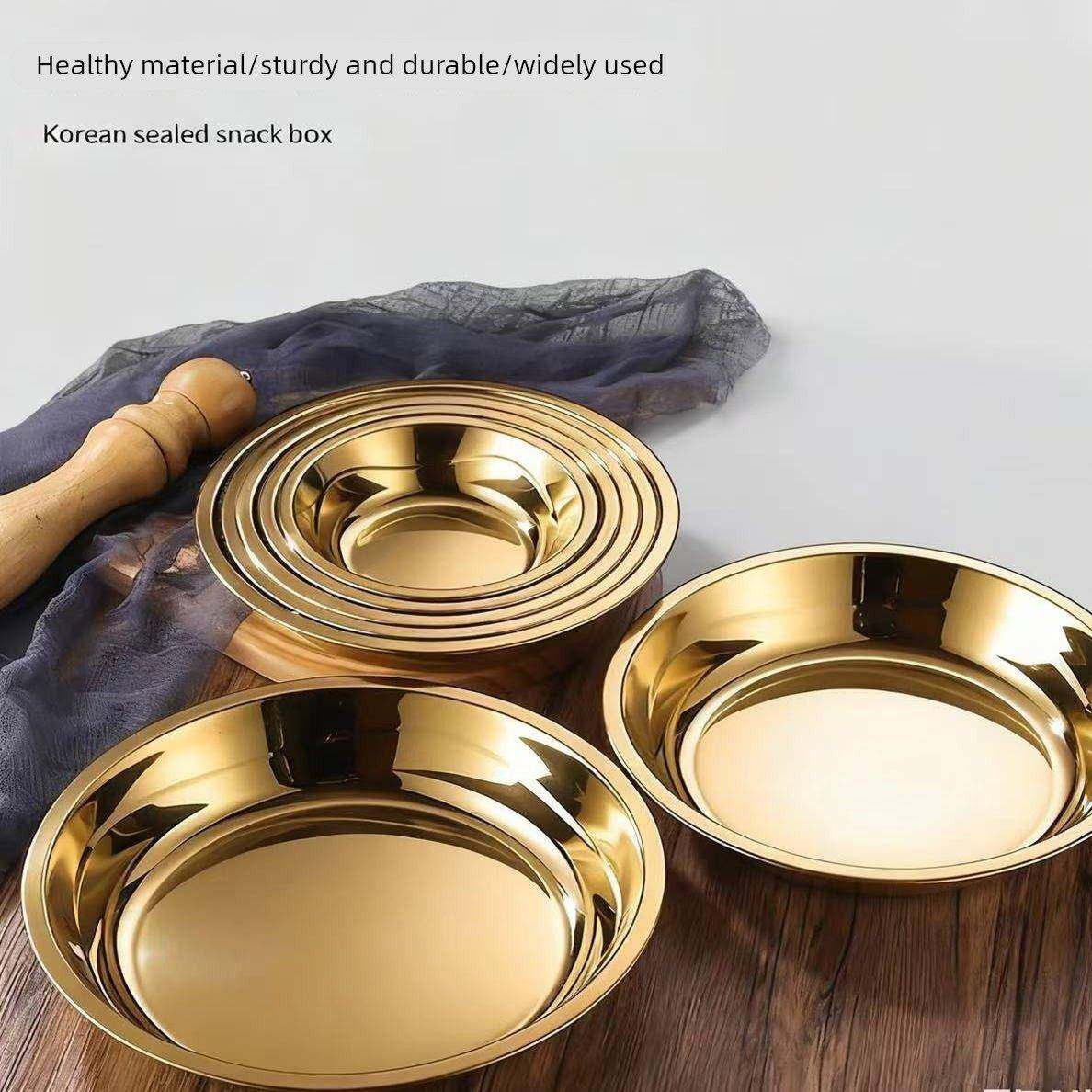 304不锈钢圆盘金色托盘咖啡厅水果盘家用覆古烤肉盘浅盘子吐骨碟,餐饮具,盘,淘宝优惠券,粉丝福利购,淘宝优惠卷