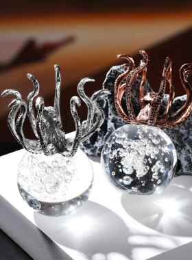 水晶章鱼家居装饰办公室工艺礼品摆饰精致摆件节日水晶礼品家庭装