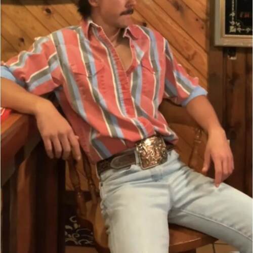 Men's Long Sleeve Stripe Western Snap Shirt