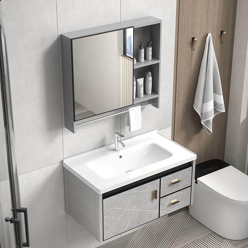 洗脸盆柜组合铝合金化妆室浴室柜洗手盆池一体陶瓷盆包安装洗漱台