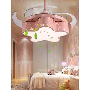 儿童风扇灯北欧隐形吊扇灯餐厅灯儿童房卧室女孩公主房间风扇吊灯