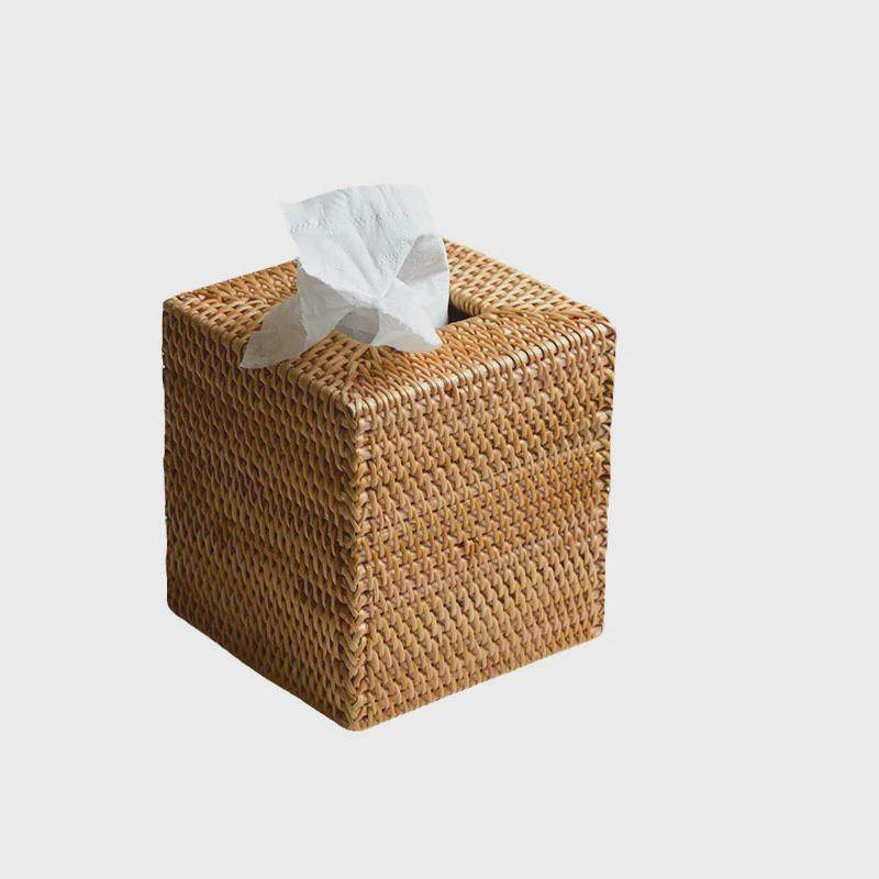 法式北欧藤编编织北欧式复古创意桌面客厅餐厅木质方形纸巾盒收纳,家居饰品,装饰纸巾盒,淘宝优惠券,粉丝福利购,淘宝优惠卷