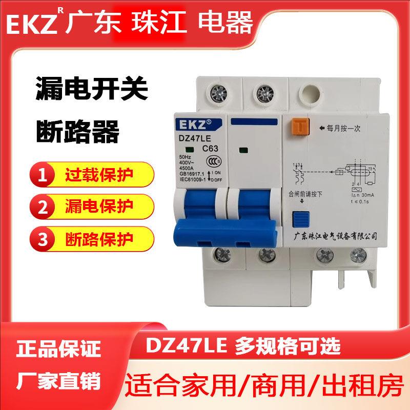 广东珠江漏电家用断路器开关2P 3P 63A32a总开关空气带漏保总阐