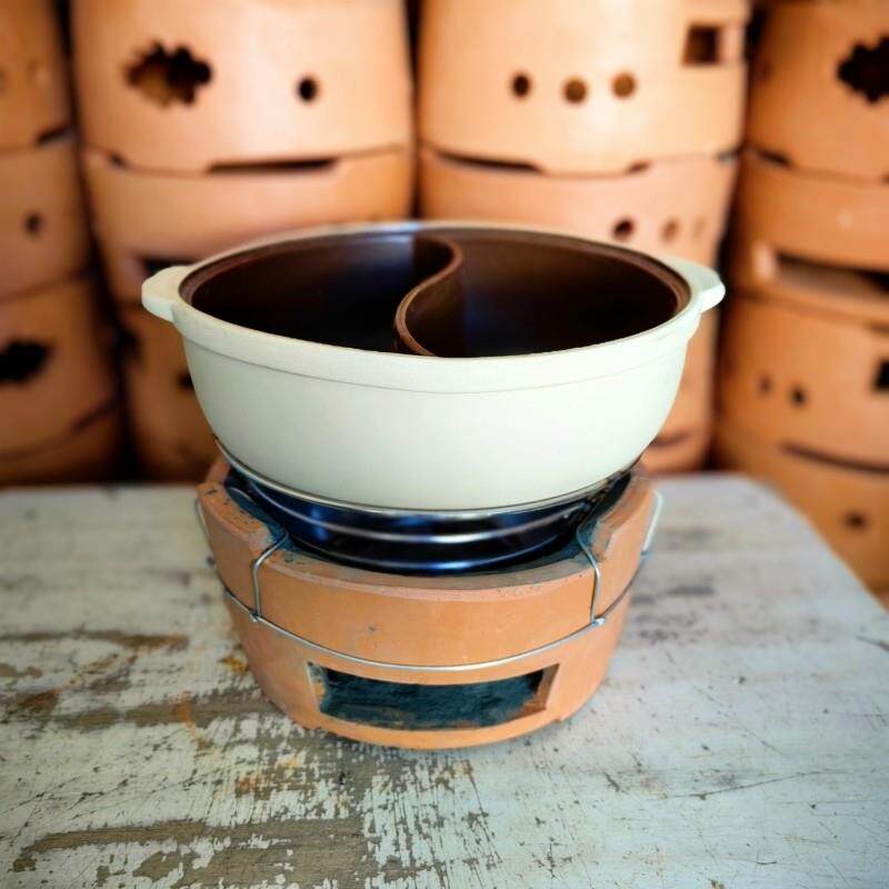 式摊打边炉炭炉老商用家用煲汤小炭炉火锅广式陶土炭一体木ZL碳烤