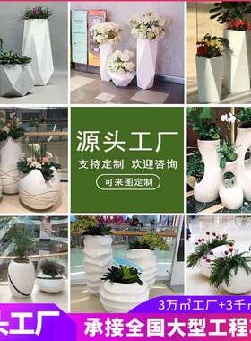 玻璃钢花盆花池花箱商场酒店落地大号花瓶户外广场公园林景观花器