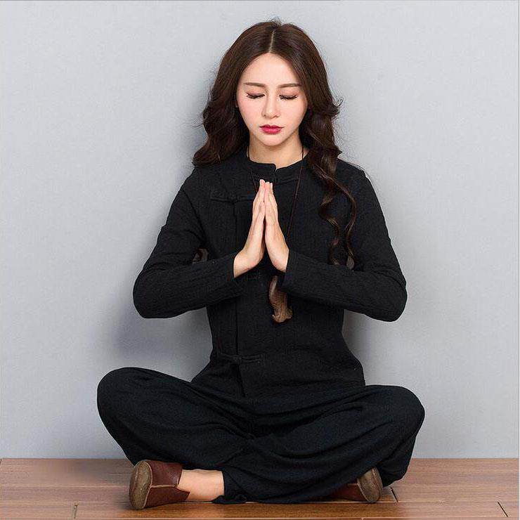 新款秋太极服棉麻小衫 亚麻长袖晨练衣服中年时尚修身春女上中国