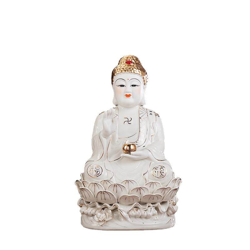 陶瓷工艺品玉瓷如来佛祖释迦牟尼佛家居摆件