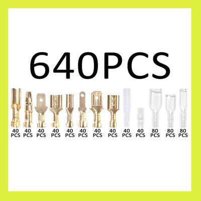 跨境 640pcs盒装 2.8-6.3mm插簧护套端子/冷压插拔式接线端子