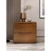 斯堪 纳维亚实木床头柜简单现代胡桃色完整存储迷你床边两个或三