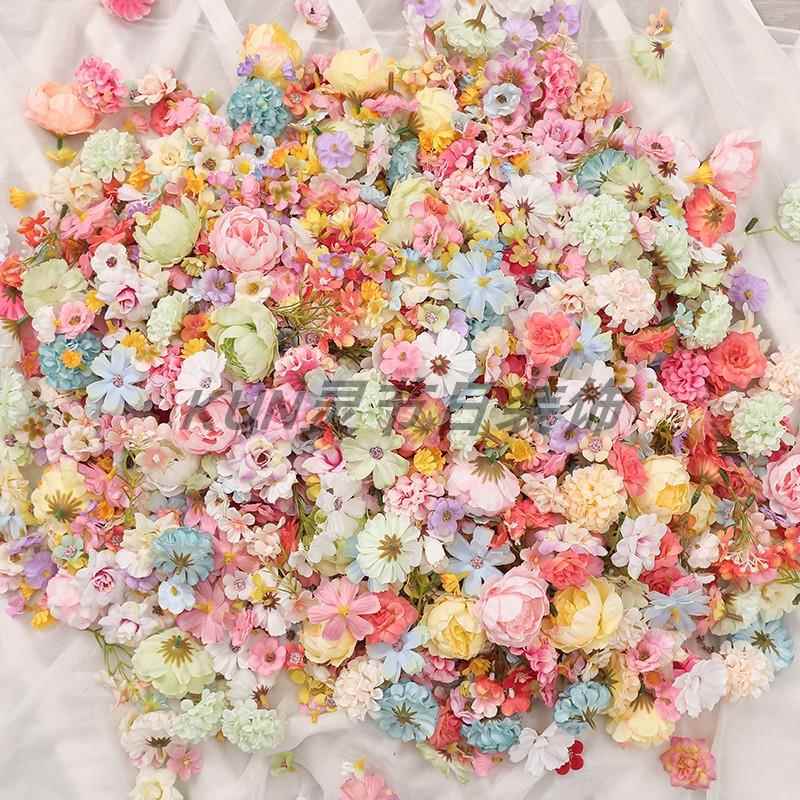 彷真小花朵混搭材料包 绢花花头饰环diy手工材料花环裙撑婚庆布景