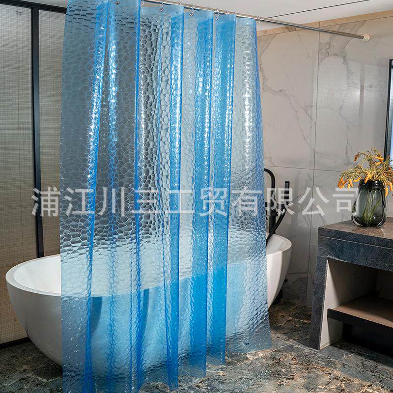 pvc防水浴帘3d浴室帘鹅卵石窗帘卫生间门帘现货