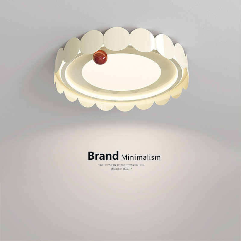 奶油灯吸顶灯卧室房间圆形护眼花边极风餐厅灯主卧室设计师简吊灯