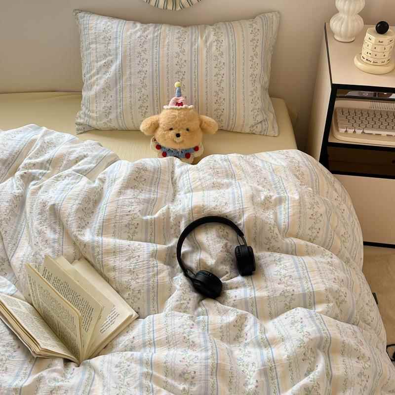 A类布双层纱纯棉四件套床全棉被罩床被单套新款学ESE生上宿舍三件