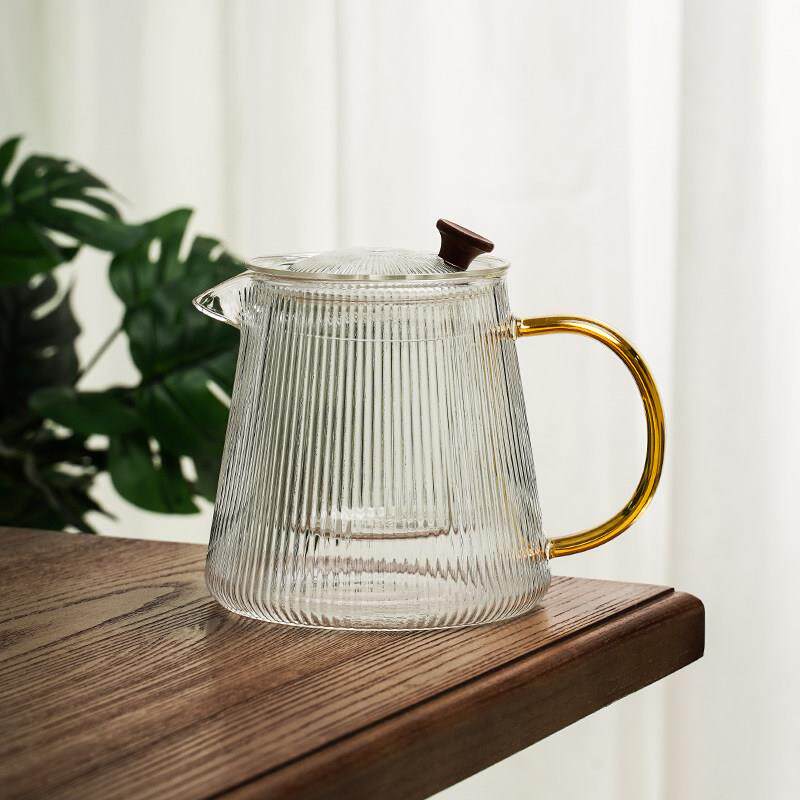 耐高温玻璃茶壶可电陶炉加热条纹煮茶壶泡茶壶加厚手工锤纹壶办公