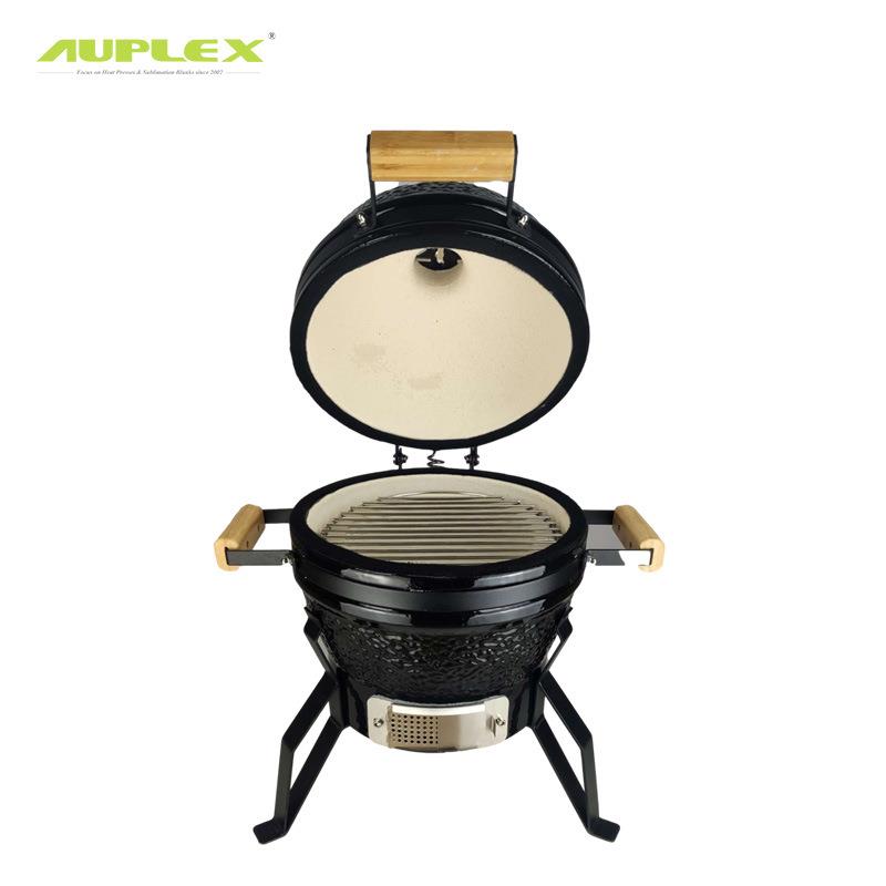户外BBQ13寸陶瓷烧烤炉 便携式木炭烧烤炉露营桌面烧烤炉焖熏BBQ