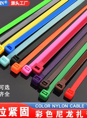 彩色尼龙扎带扎线带红黄蓝绿色塑料扎带线3*100*4*200*5*300m