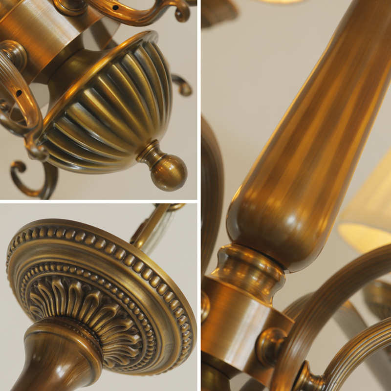 别墅做餐厅古铜美式黄铜铜旧中古全卧室蜡烛灯吊灯法式简约复古