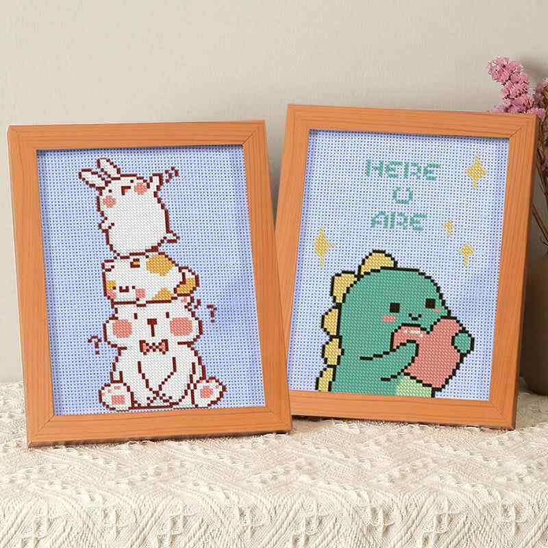 小恐龙卡通十字绣小件线绣儿童房手工diy制作新手简单刺绣厂家批