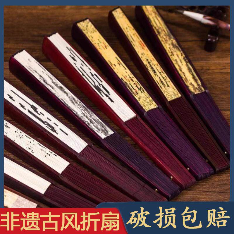 中国风10寸丝绸大绢扇子古风折扇汉服手工男霸气折叠扇竹儿童夏天