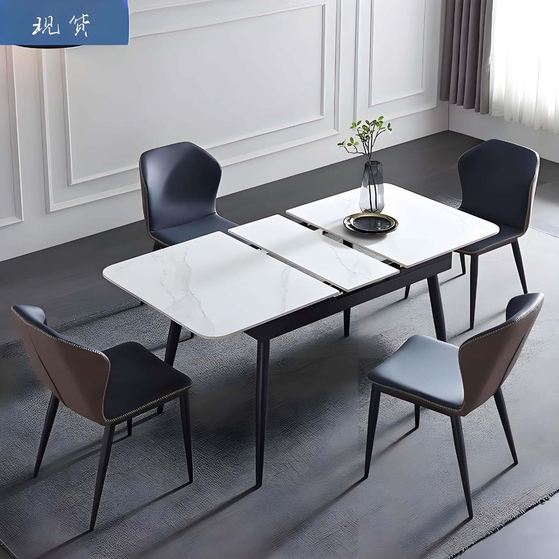 板岩餐桌长方形伸缩加长小户型家用2026新款可叠饭桌折餐桌椅餐桌