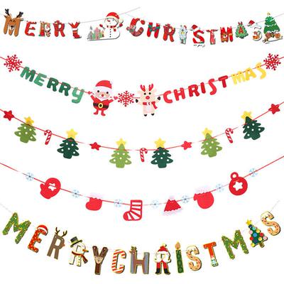 耶诞节彩旗耶诞快乐拉旗横幅圣诞派对布置Merry Christmas banner